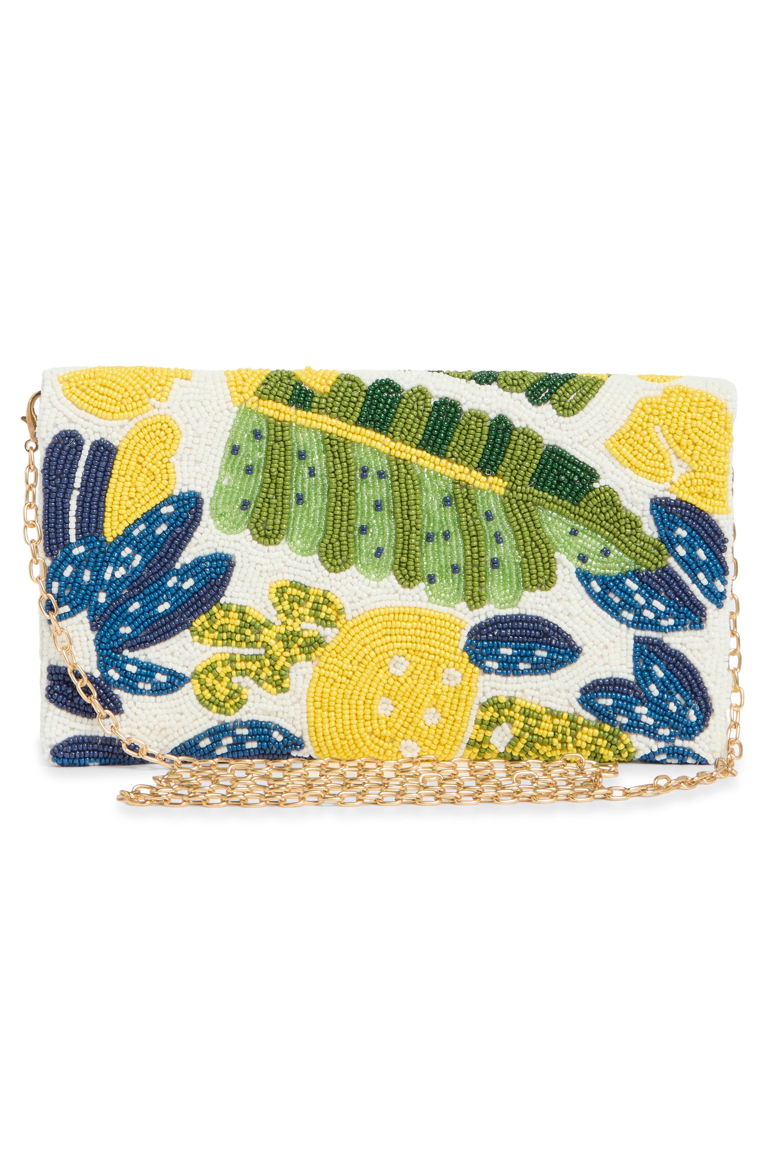 Dolce Vita Embroidered Beaded Envelope Clutch, Alternate, color, 