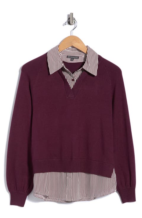 V-Neck Twofer Sweater