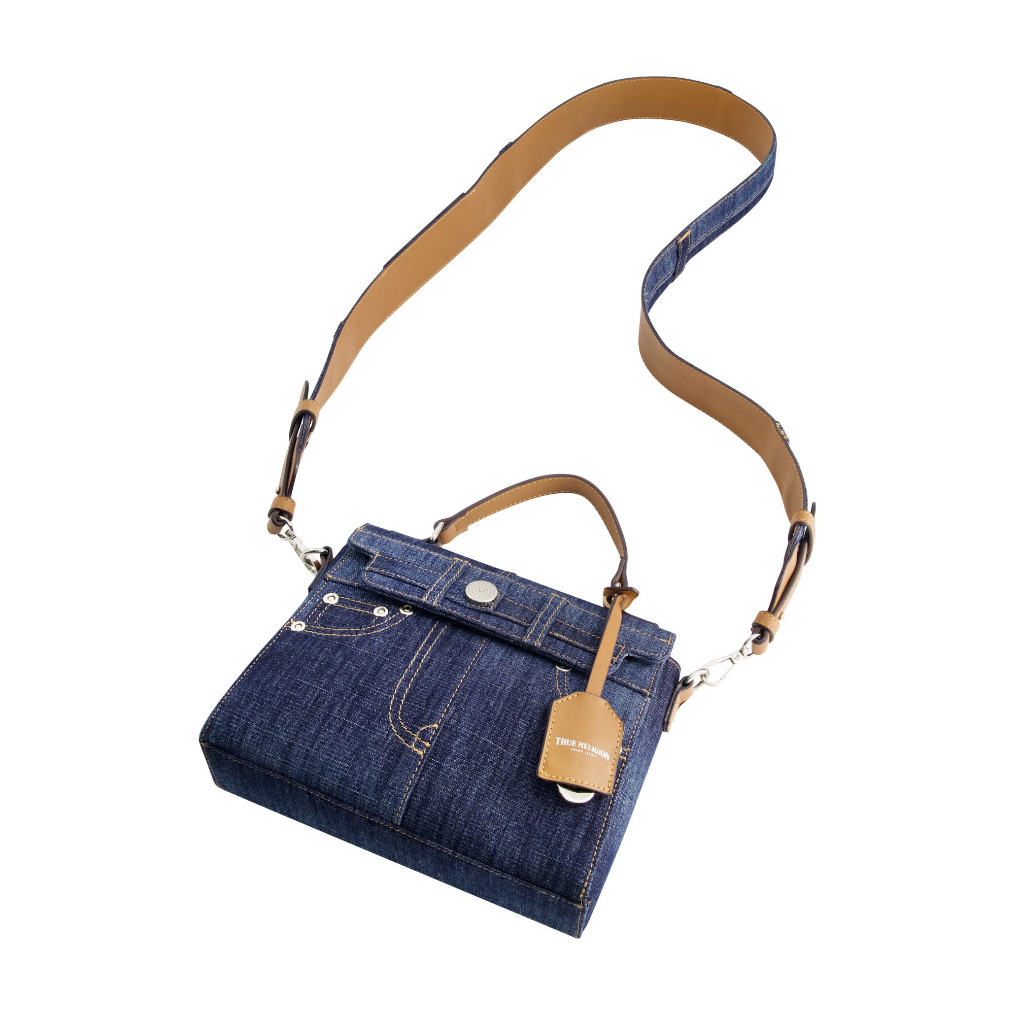 True Religion Jean Pocket Mini Flap, Alternate, color, Dark Navy