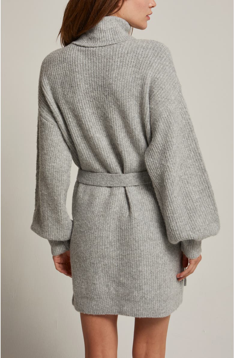 CRESCENT Turtleneck Belted Mini Sweater Dress, Alternate, color, Heather Grey