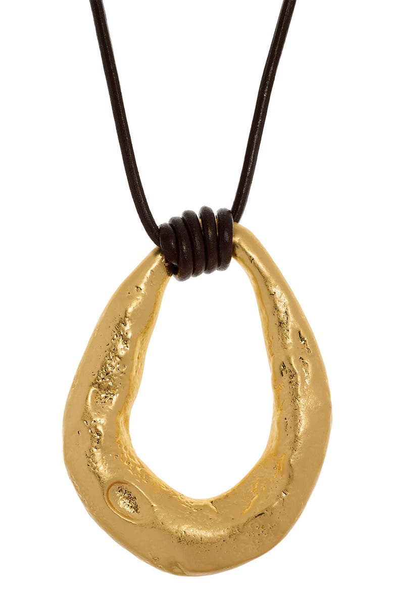 Momo Molten Link Pendant Necklace, Alternate, color, GOLD TONE/ BROWN