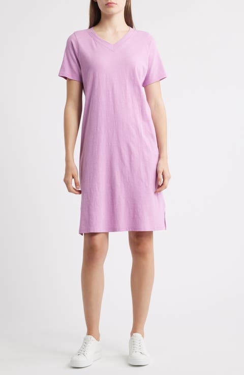 V-Neck Organic Cotton T-Shirt Dress