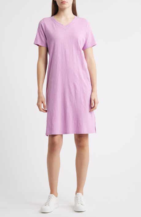 Eileen Fisher V-Neck Organic Cotton T-Shirt Dress