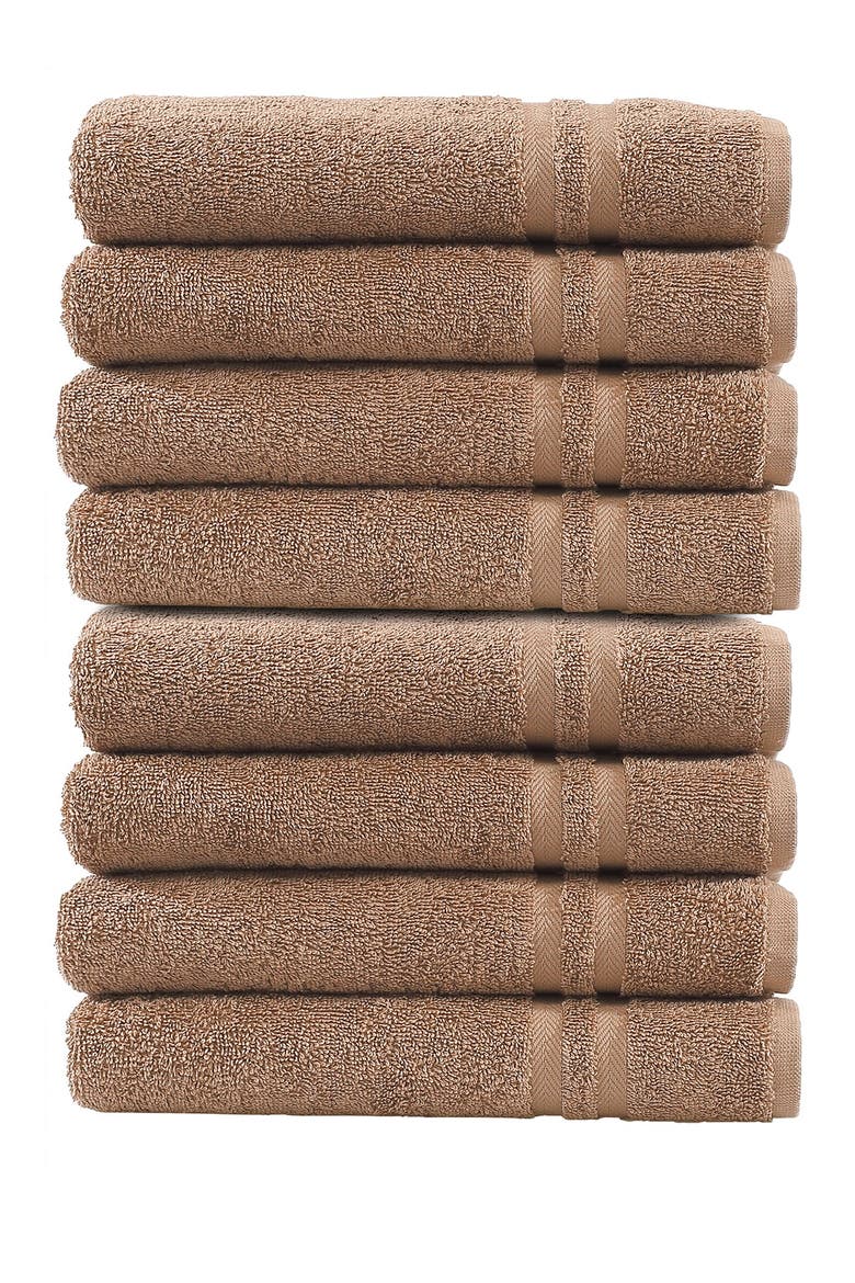 Denzi Hand Towels - Set of 8 - Latte, Main, color, LATTE