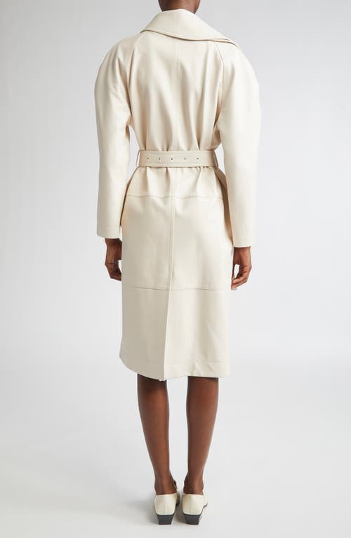 Bottega Veneta Double Breasted Leather Trench Coat