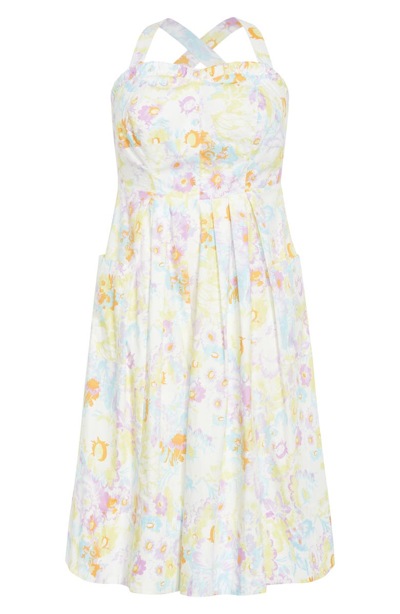 City Chic Luiza Floral Ruffle Trim Midi Dress, Alternate, color, 