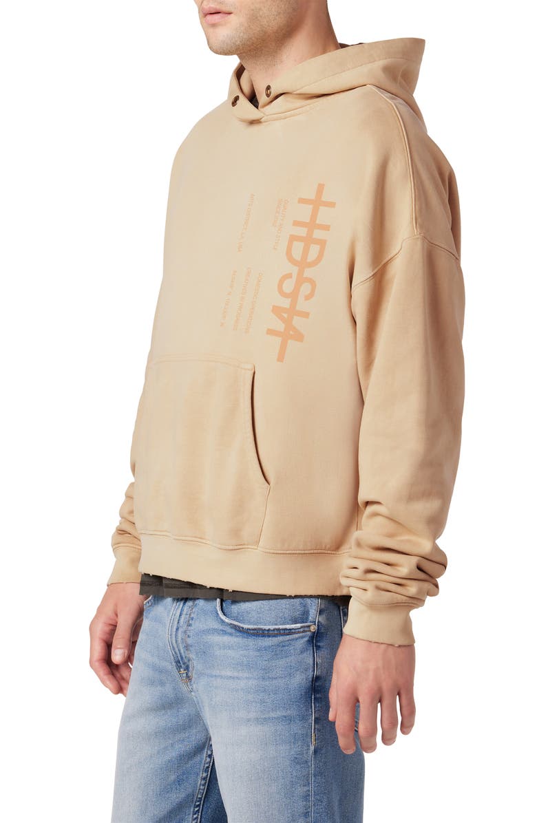 Hudson Jeans Oversize Crop Cotton French Terry Graphic Hoodie, Alternate, color, 