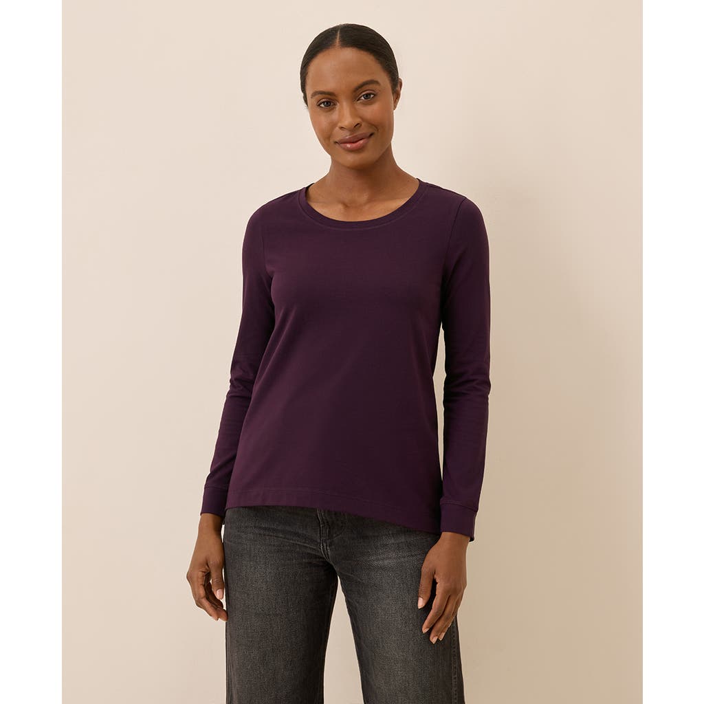 Pact Luxe Stretch Jersey Swing Long Sleeve Tee In Purple