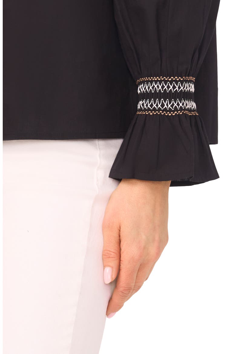 Contrast Smocked Cuff Top, Alternate, color, RICH BLACK