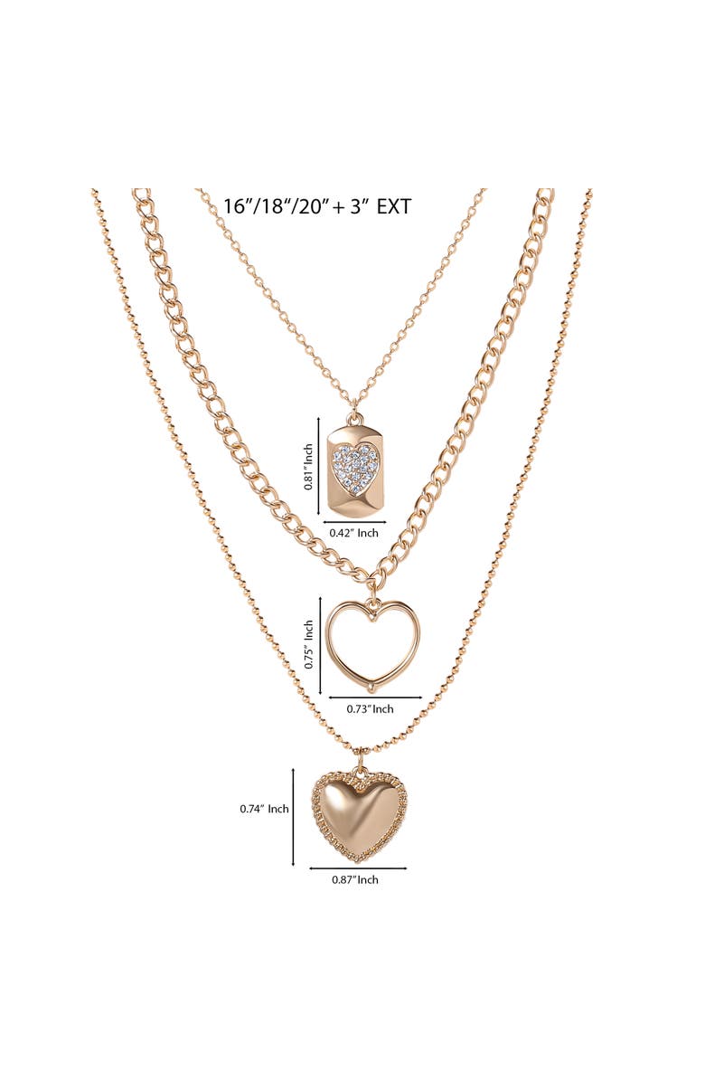 Jessica Simpson Gold-Tone Multi-Charm Heart Layered Necklace Set, Alternate, color, Gold