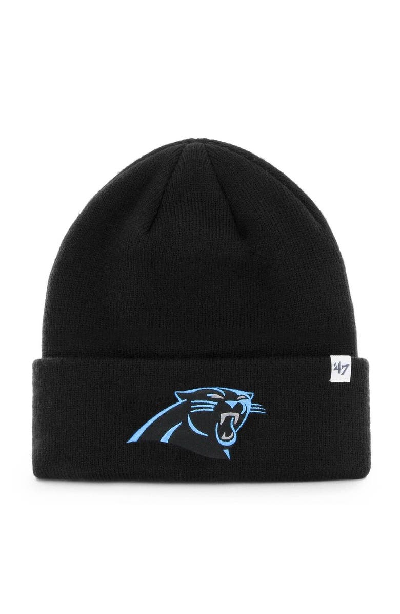 '47 Men's '47 Black Carolina Panthers Secondary Basic Cuffed Knit Hat, Main, color, 