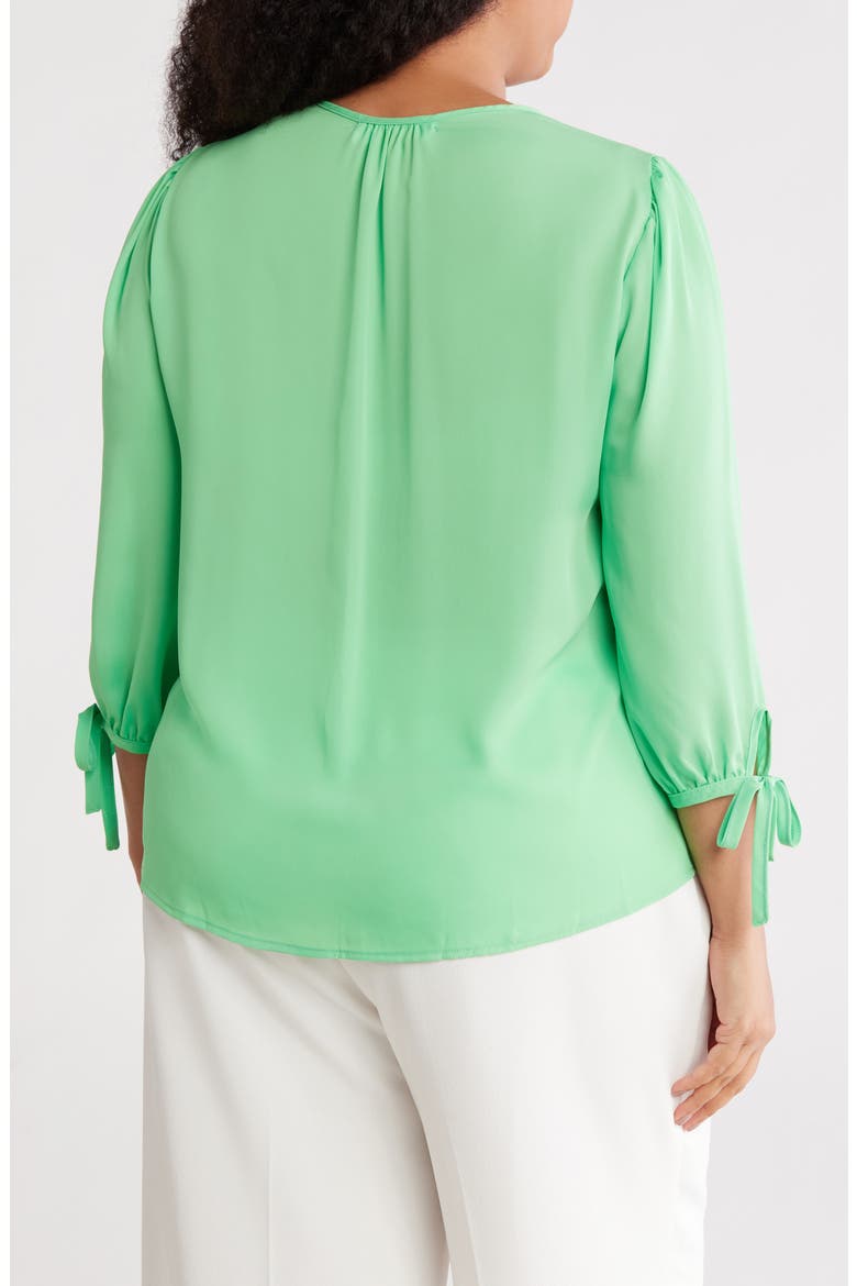 V-Neck Tie Sleeve Top, Alternate, color, TEA GREEN
