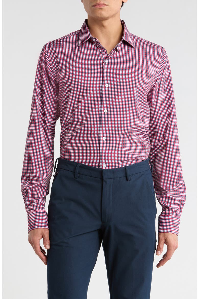 Slim Fit Check Print Dress Shirt, Main, color, RED