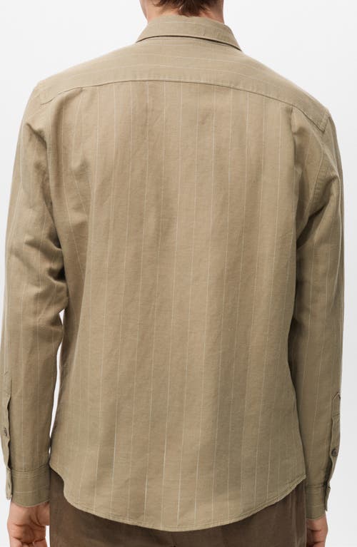 Mango Pinstripe Linen & Cotton Button-up Shirt In Brown
