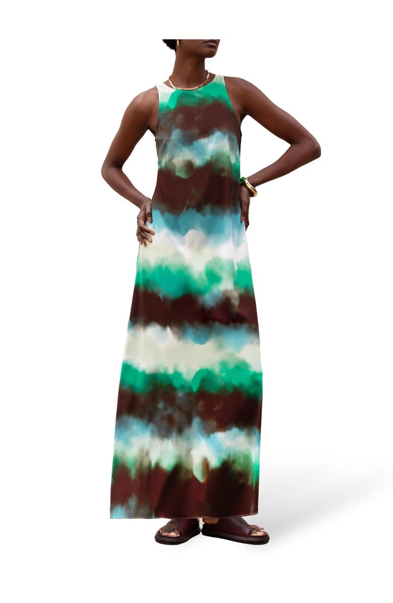 Ro&Zo Sleeveless Print Maxi Dress, Alternate, color, Green Watercolour