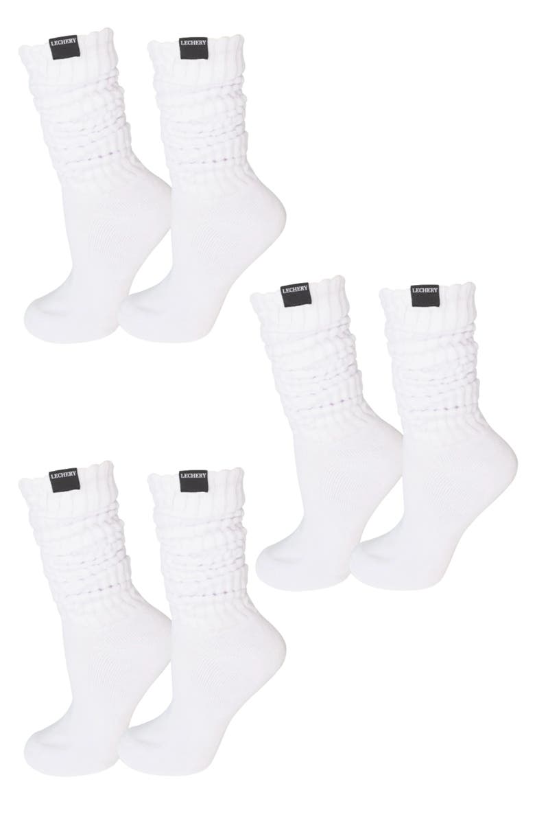 LECHERY<sup>®</sup> 5-Pack Fashion Retro Scrunch Socks, Main, color, White