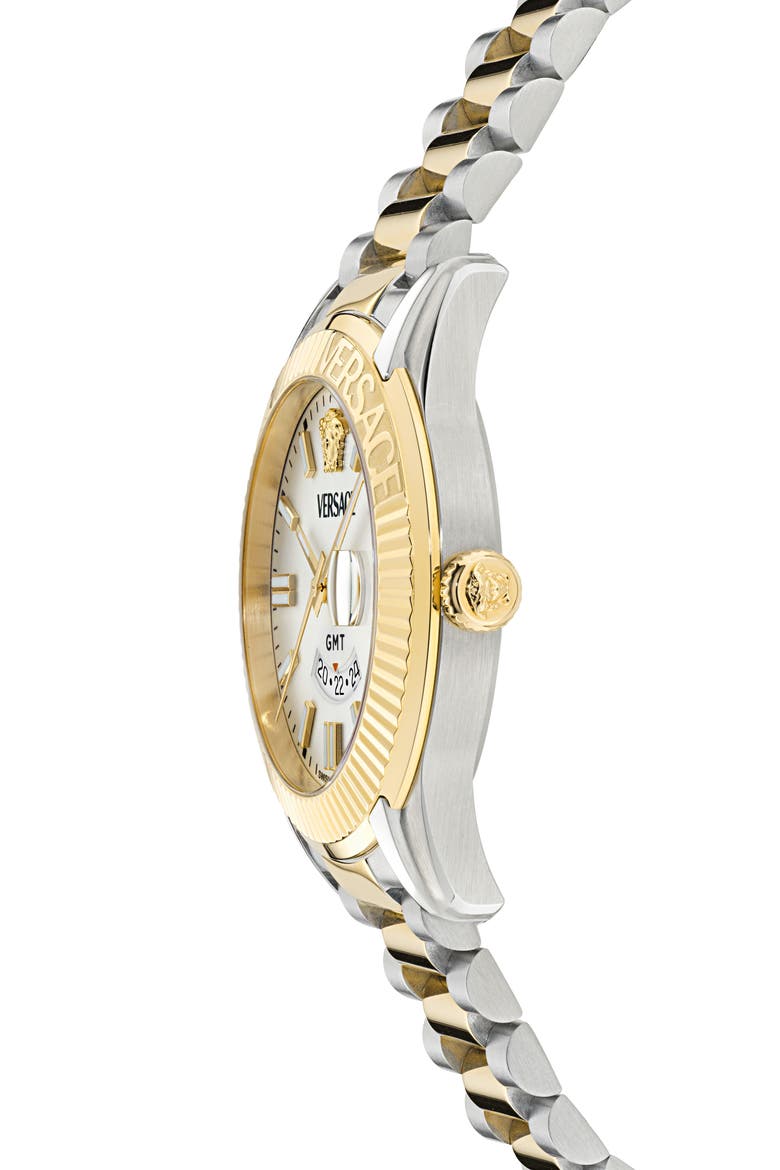 Apodis GMT Bracelet Watch, 41mm, Alternate, color, SILVER/ TWO TONE