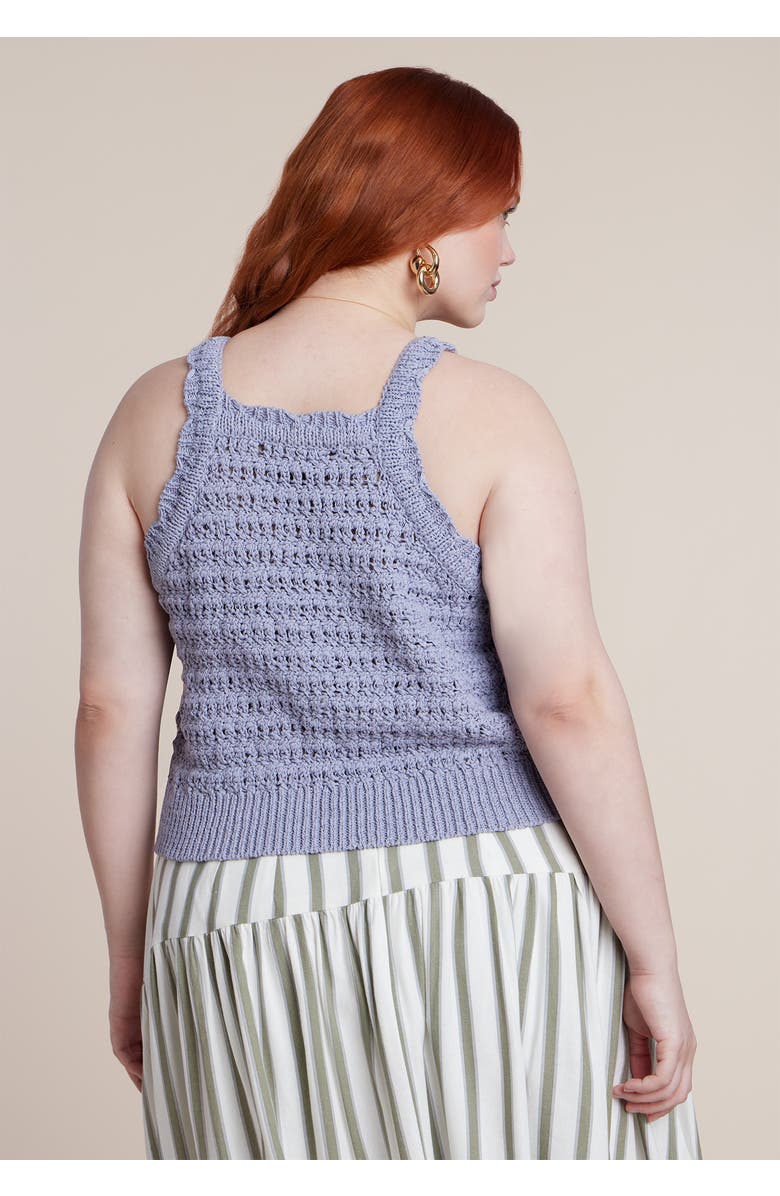 ELOQUII Open Stitch Racer Tank, Alternate, color, Blue Blizzard