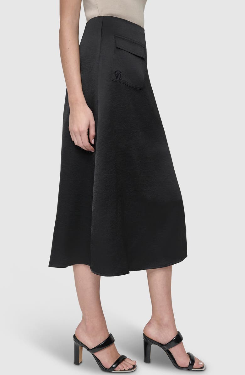 DKNY Cargo Pocket Sateen Skirt, Alternate, color, Black