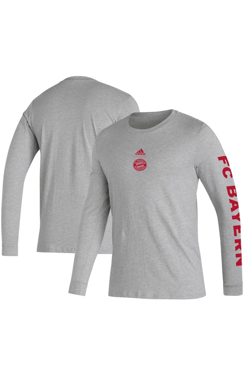 adidas Men's adidas Heather Gray Bayern Munich Team Crest Long Sleeve T-Shirt, Main, color, 