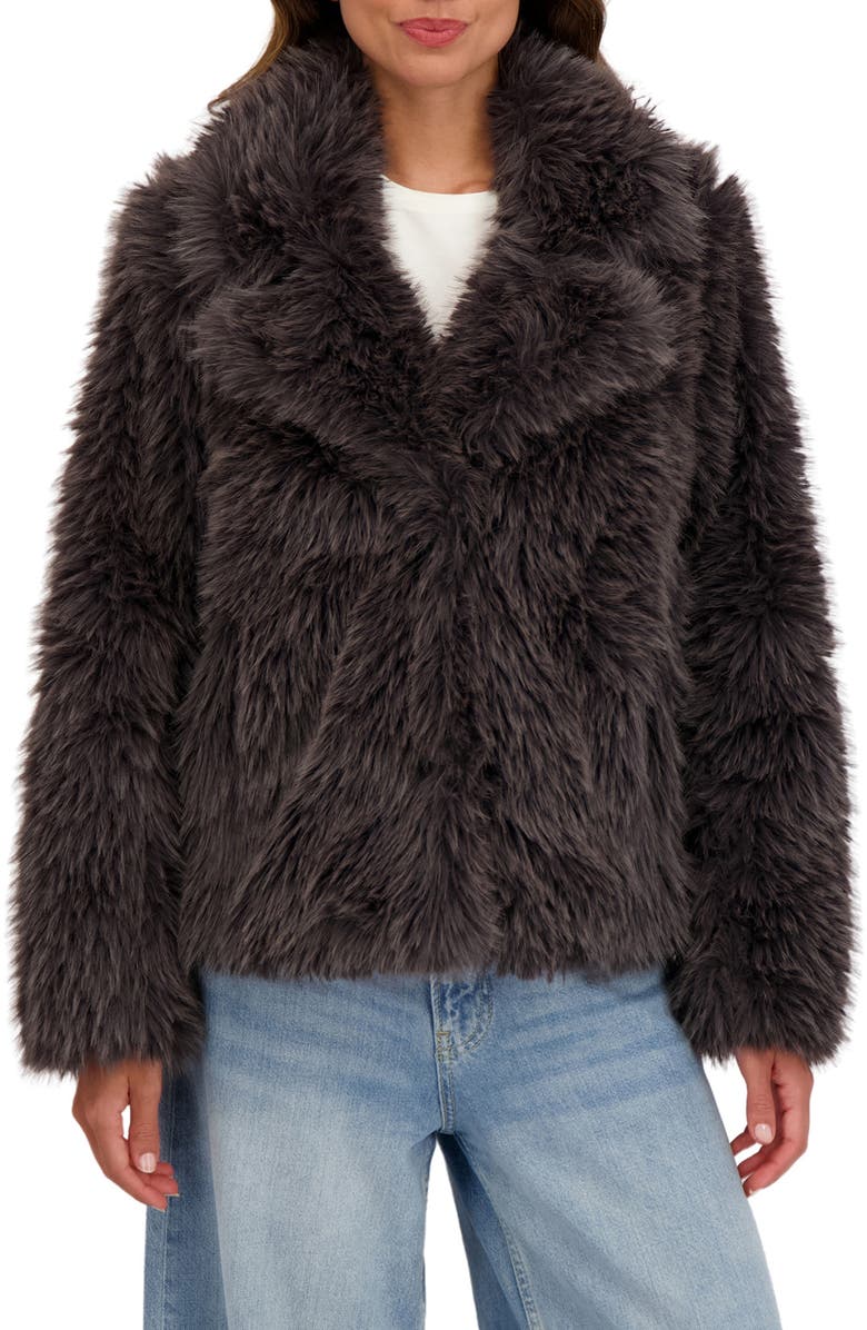 Sebby Faux Fur Blazer, Main, color, Grey