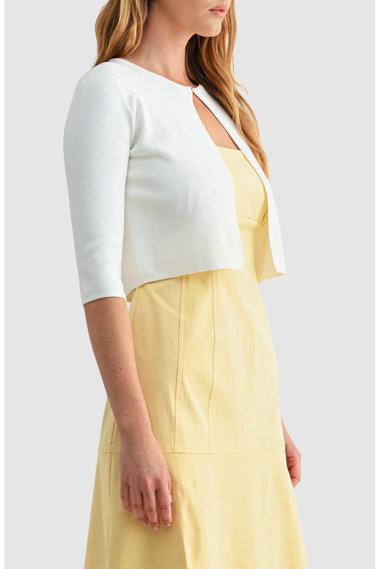 Three-Quarter Sleeve Crop Bolero, Alternate, color, CREAM