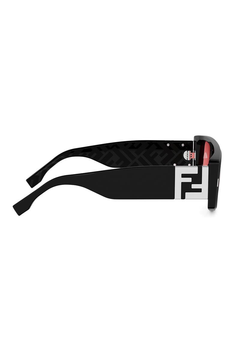 FF Squared 56mm Rectangular Sunglasses, Alternate, color, SHINY BLACK / VIOLET