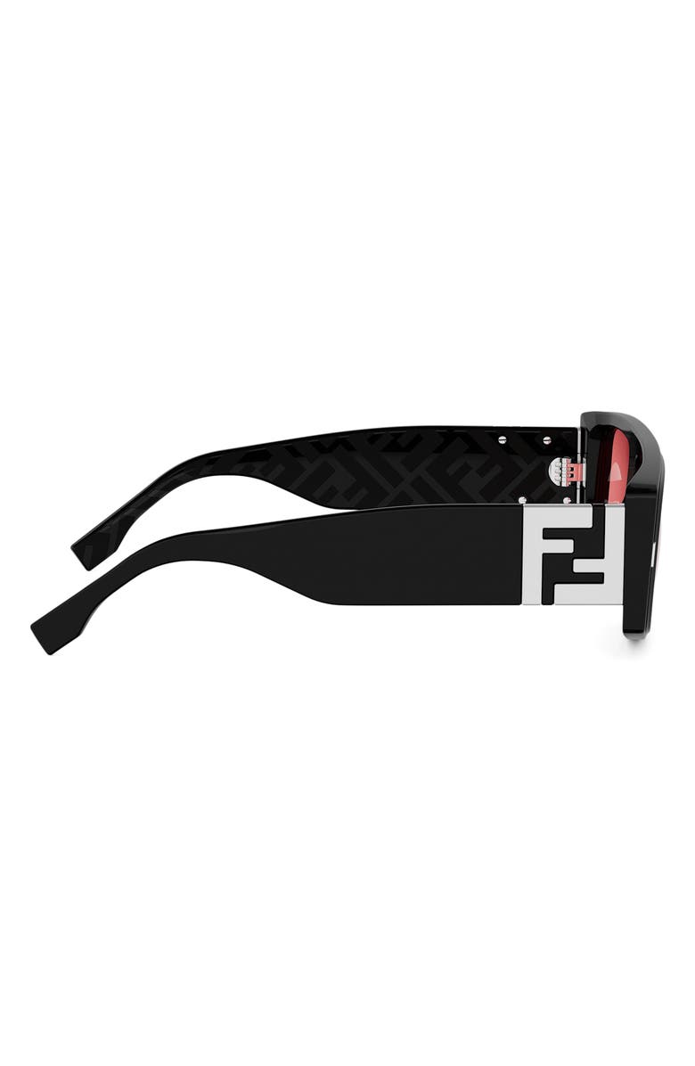 Fendi FF Squared 56mm Rectangular Sunglasses, Alternate, color, Shiny Black / Violet