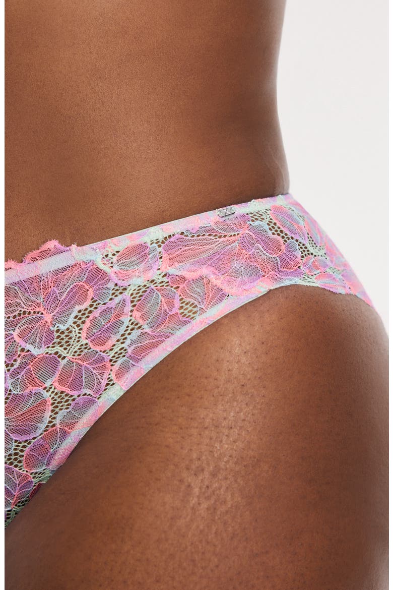 Sun Tide Floral Lace Cheeky Briefs, Alternate, color, SHY GREEN