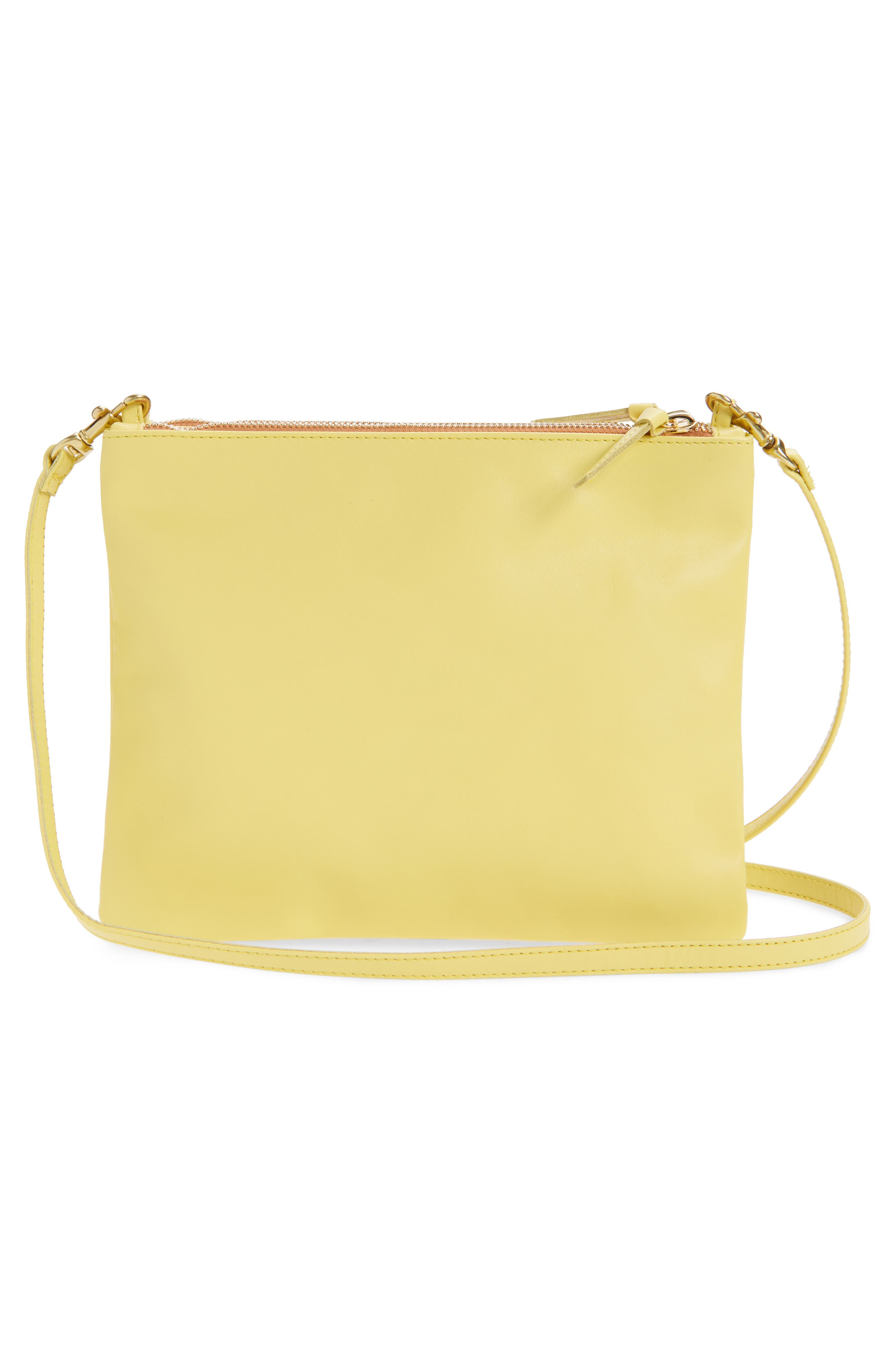 Clare V. Double Sac Bretelle Leather Crossbody Bag, Alternate, color, Butter