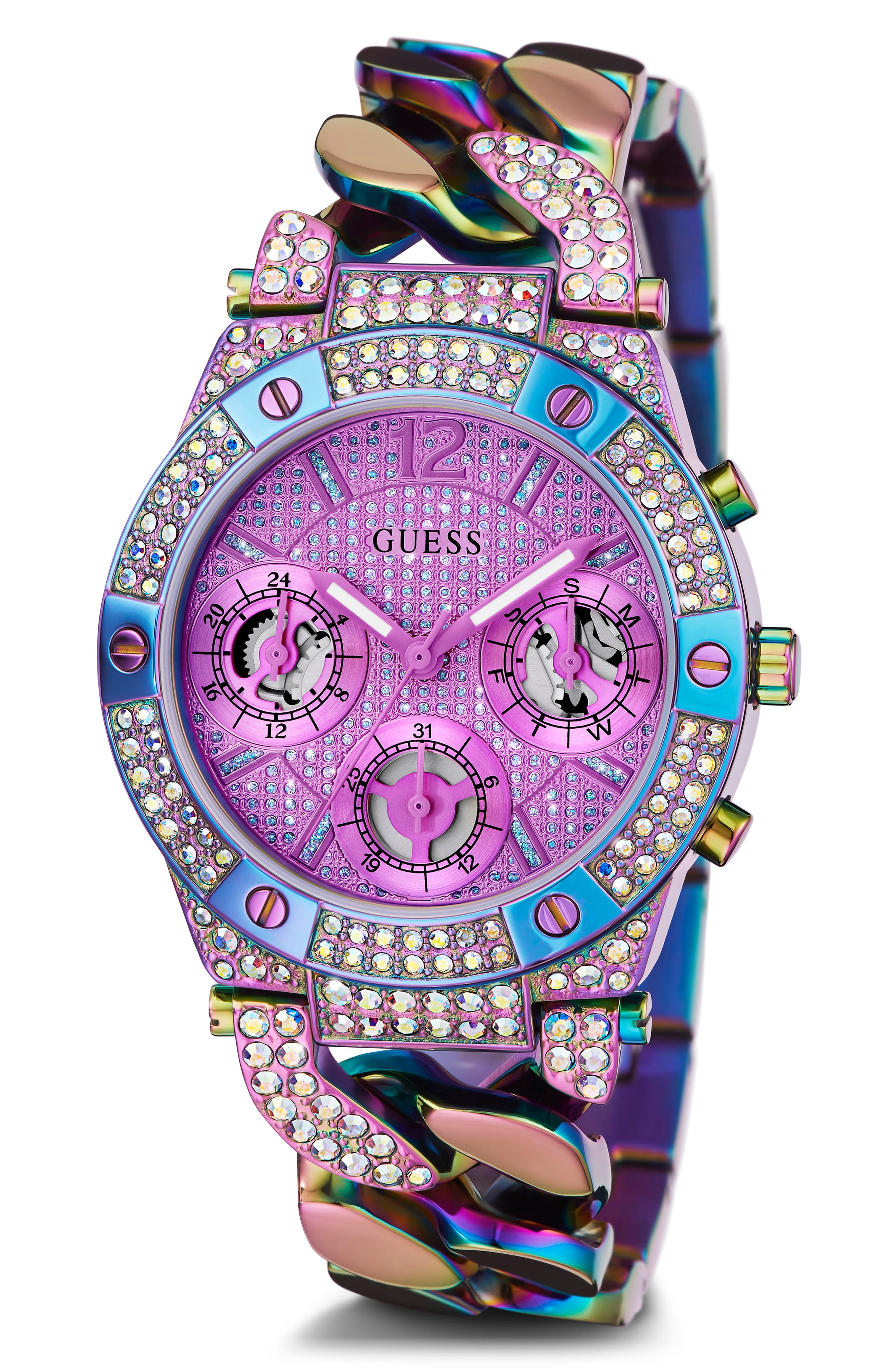 GUESS Iridescent Multifunction Bracelet Watch, 36mm (Men) | Nordstrom