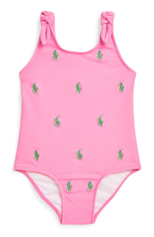 Polo Ralph Lauren Baby One-piece Swimsuit In Laguna Pink/tiller Green