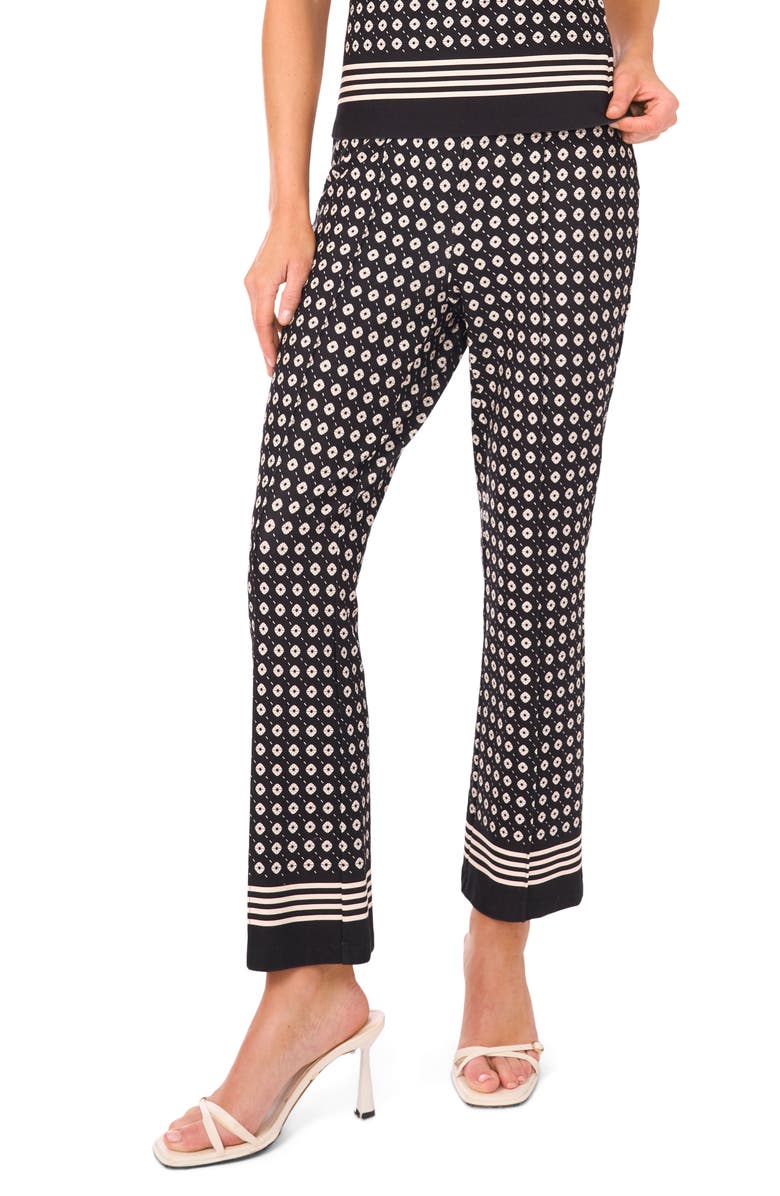 Ted Baker Heidi Geo & Border Print Knit Pants, Main, color, Rich Black