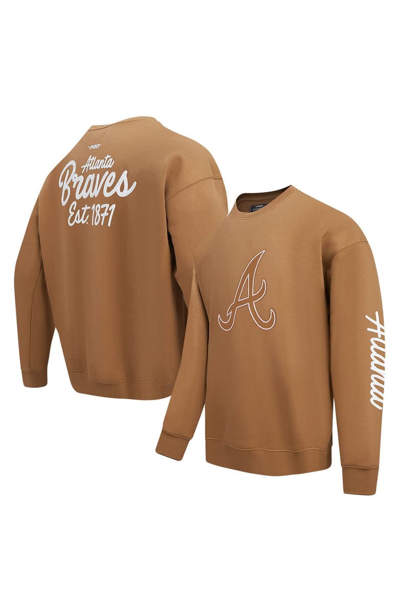 PRO STANDARD Men's Pro Standard Brown Atlanta Braves Paint The City Dropped Shoulder Pullover Sweatshirt, Main, color, 