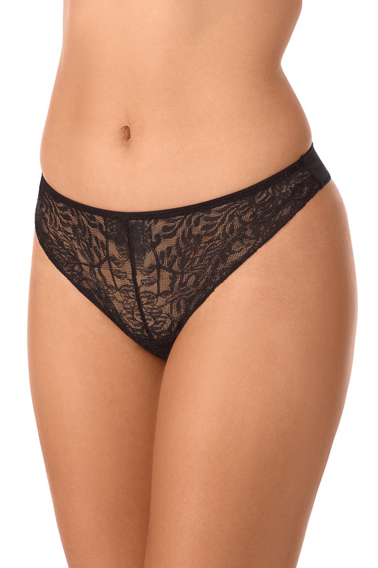 Luxe Lace Thong, Main, color, BLACK