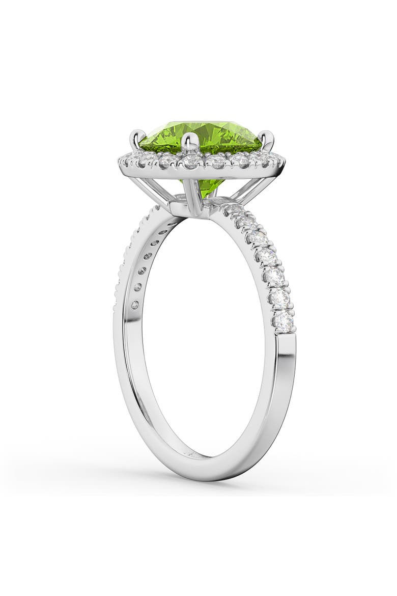 Halo Peridot & Diamond Engagement Ring 14K, Alternate, color, 2.50ct/White Gold