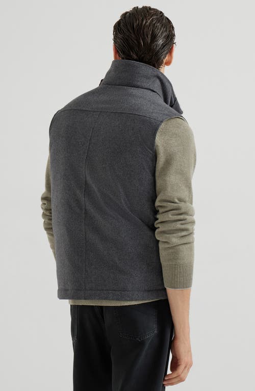 Brunello Cucinelli Shearling-collar Wool Vest In Gray