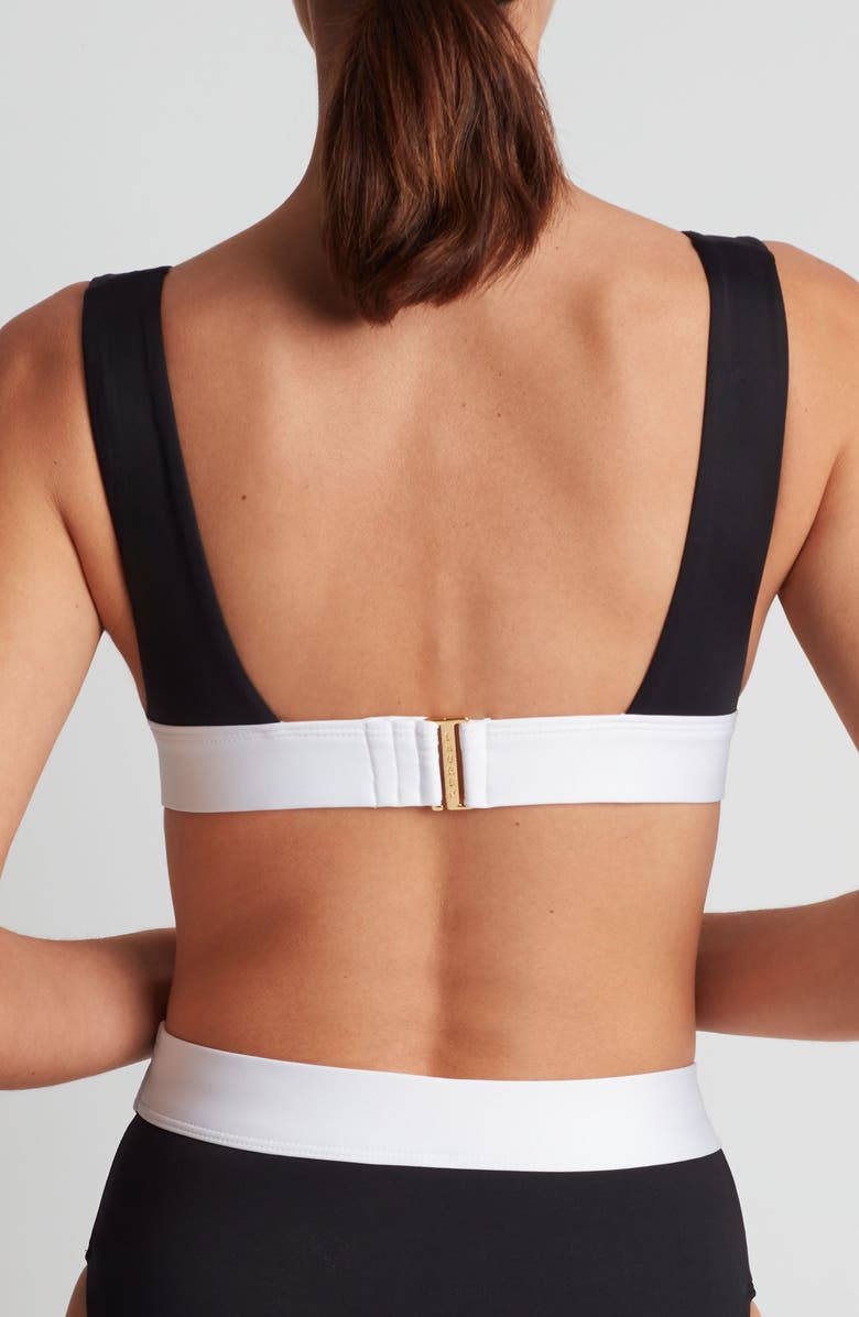 Lauren Ralph Lauren Banded Modern V-Neck Bikini Top, Alternate, color, Black