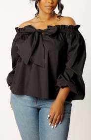 BUXOM COUTURE Off the Shoulder Tie Top