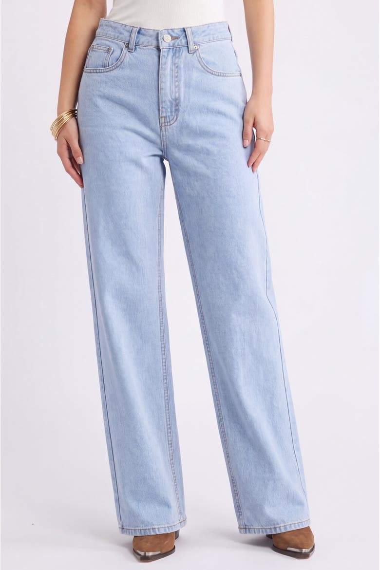 High Waist Straight Leg Jeans, Main, color, Light Wash