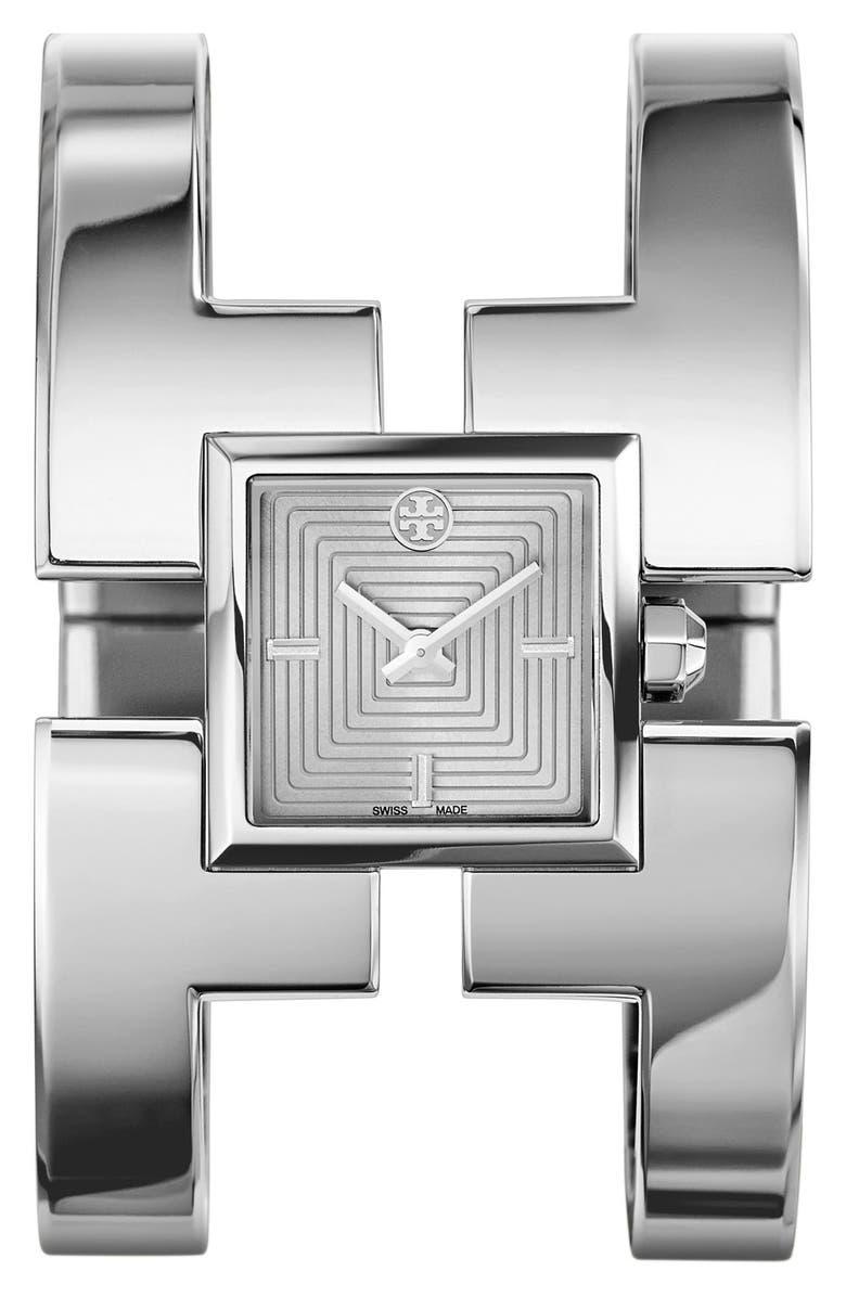 Tory Burch 'Sawyer' Square Bangle Watch, 20mm, Main, color, 