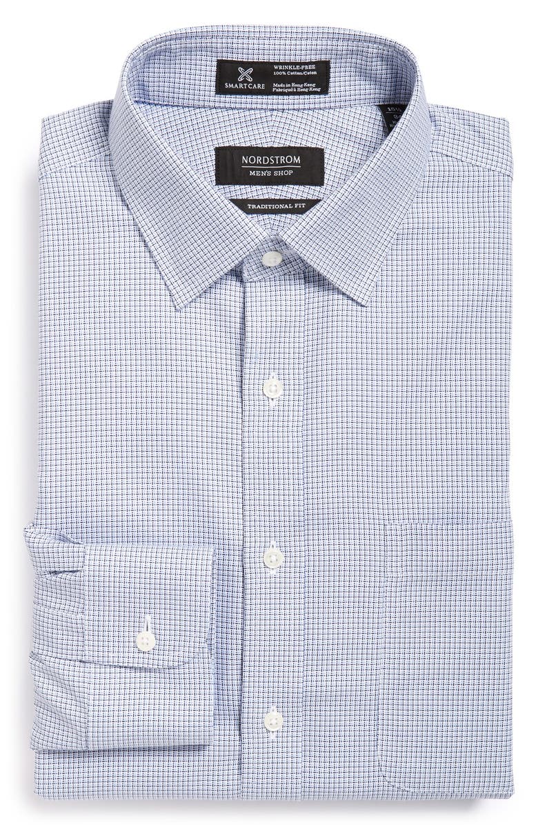 NORDSTROM MEN'S SHOP Smartcare<sup>™</sup> Wrinkle Free Traditional Fit Check Dress Shirt, Main, color, 
