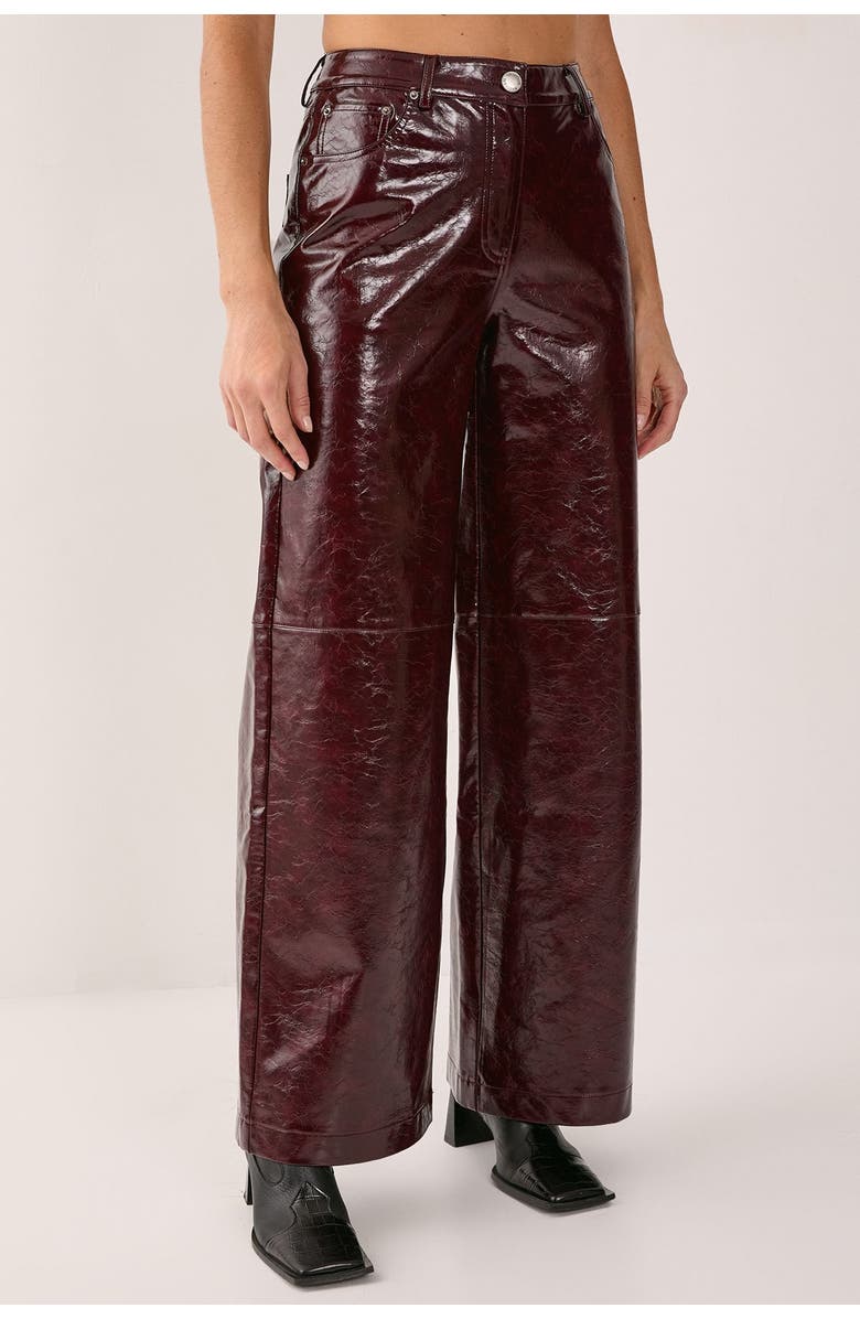 NASTY GAL High Shine Faux Leather Slouch Pant, Main, color, Burgundy