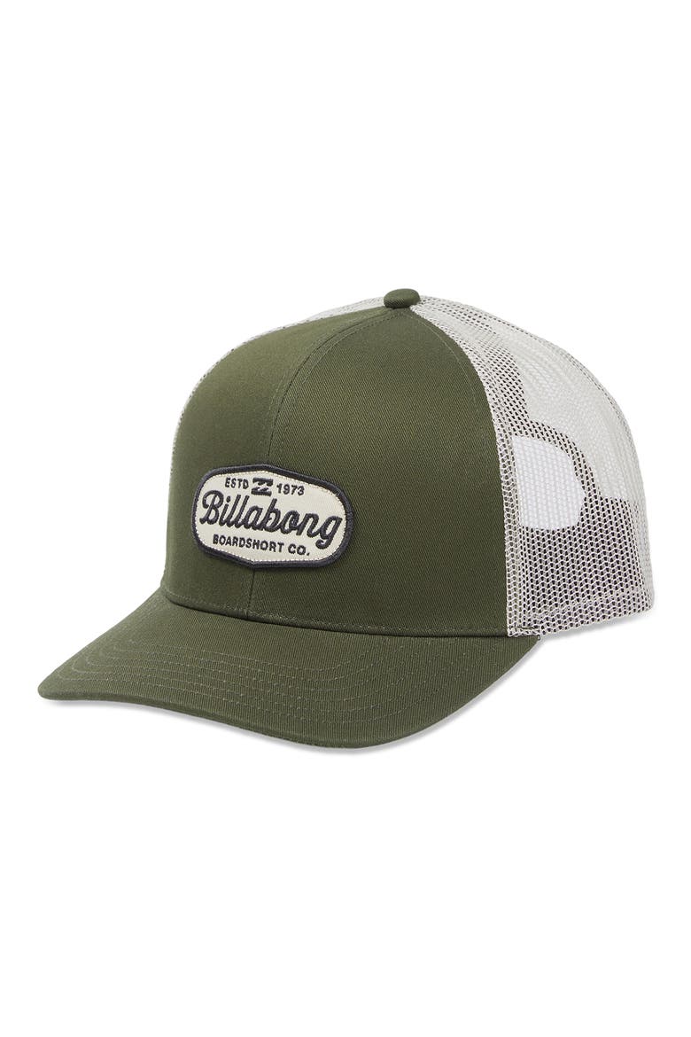 Pledged Trucker Baseball Cap, Main, color, RIFLE GREEN