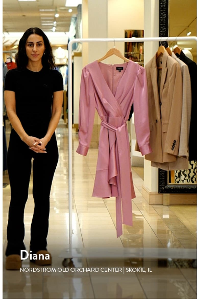 Wrap Front Long Sleeve Satin Charmeuse Dress video