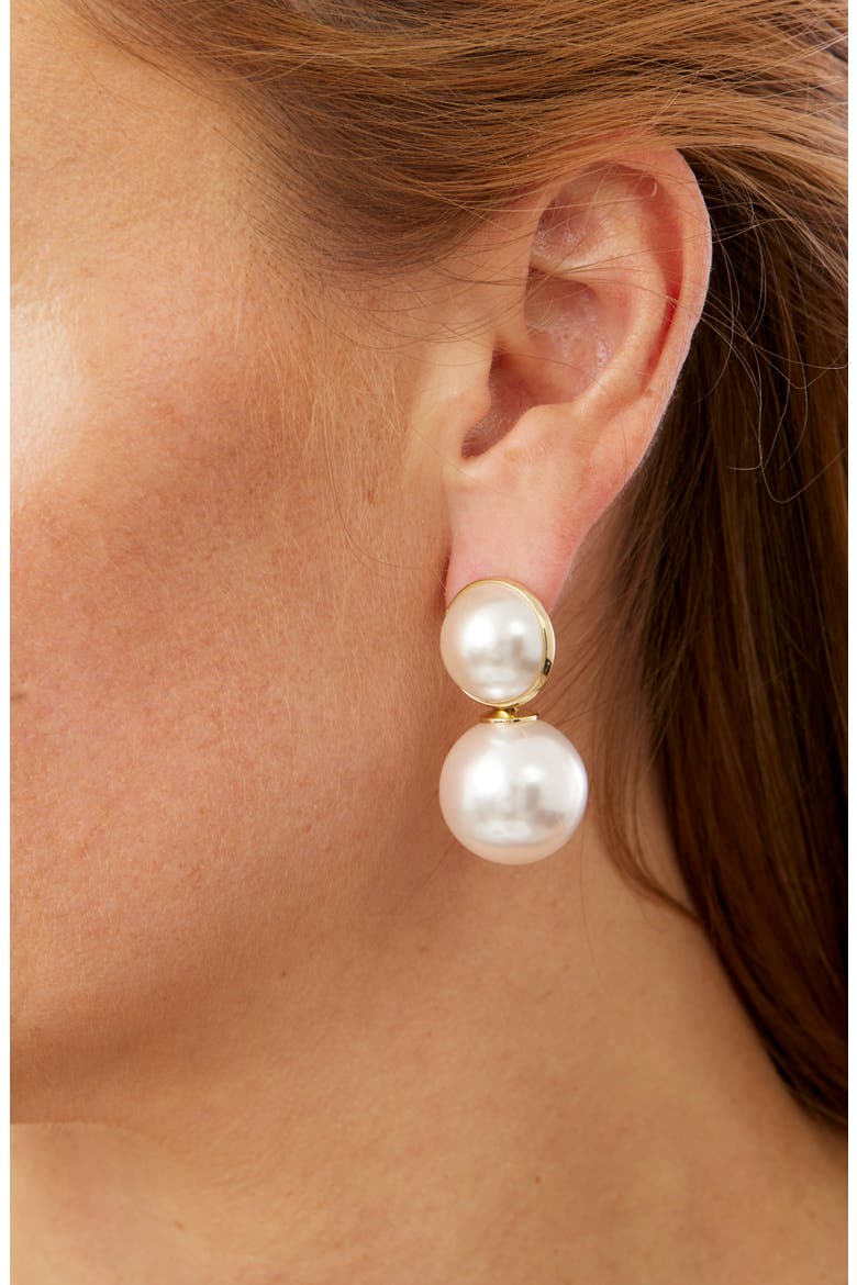 Faux Pearl Drop Earrings, Alternate, color, YELLOW
