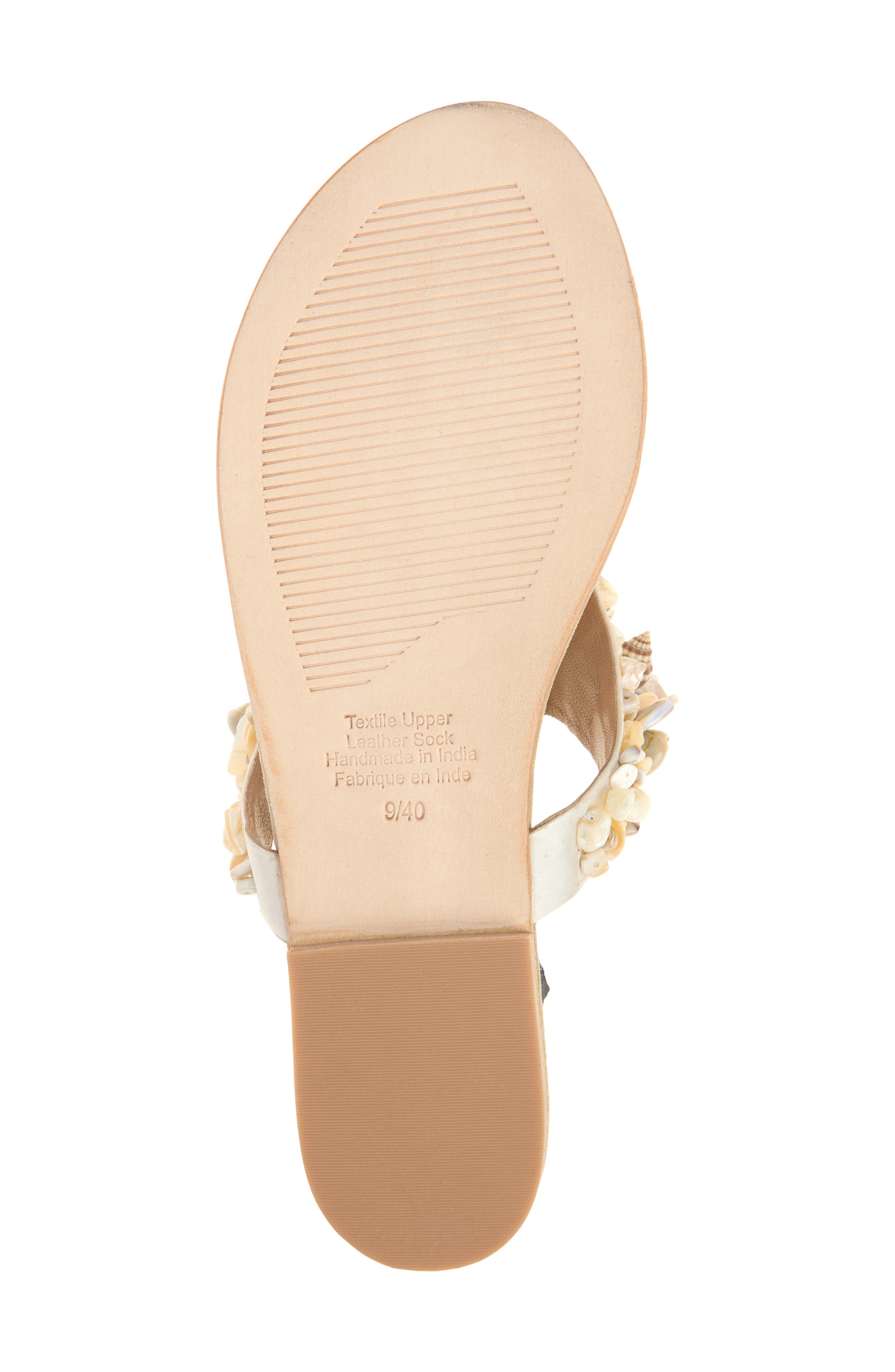 Jeffrey Campbell Tidal Wave Shell Embellished Thong Sandal, Alternate, color, Beige Suede Combo
