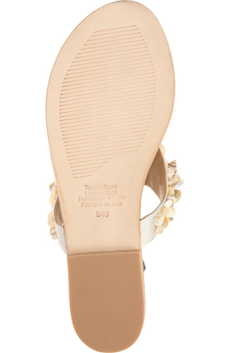 Jeffrey Campbell Tidal Wave Shell Embellished Thong Sandal, Alternate, color, Beige Suede Combo