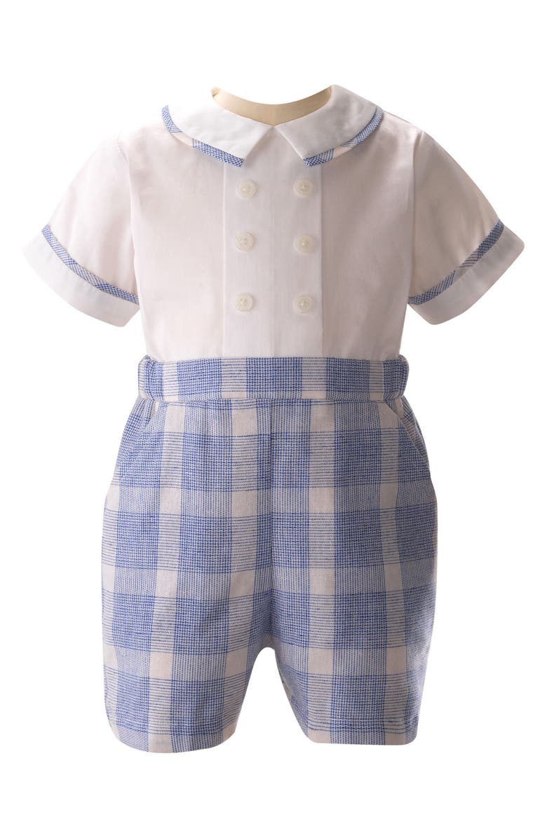 Rachel Riley Check Cotton Romper, Main, color, 