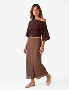 Koton Polka Dot Flared Midi Satin Skirt
